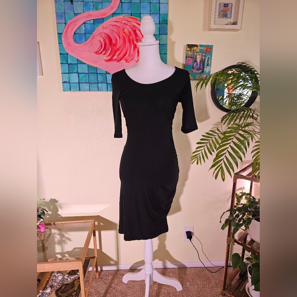 Banana Republic Classic Black Scoop Neck Midi Dress - Women Sz XS